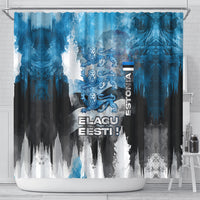 Estonia Elagu Eesti Lions Shower Curtain Watercolor Splash Flag Heraldic