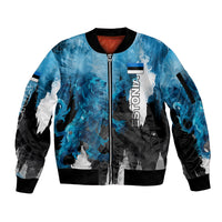 Estonia Elagu Eesti Lions Sleeve Zip Bomber Jacket Watercolor Splash Flag Heraldic