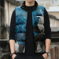 Estonia Elagu Eesti Lions Sleeveless Puffer Jacket Watercolor Splash Flag Heraldic