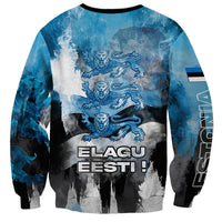 Estonia Elagu Eesti Lions Sweatshirt Watercolor Splash Flag Heraldic