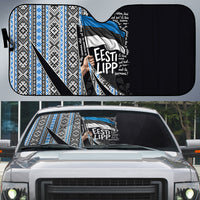 Estonia June 4 1884 Eesti Lipp Auto Sun Shade Ethnic Traditional Folk Art Flag