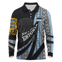 Estonia June 4 1884 Eesti Lipp Long Sleeve Polo Shirt Ethnic Traditional Folk Art Flag