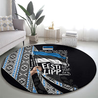 Estonia June 4 1884 Eesti Lipp Round Carpet Ethnic Traditional Folk Art Flag