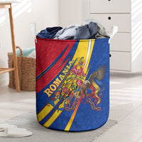 Romania Flag Day Laundry Basket Libertate Ziua Drapelului - Eagle Patriotic Tricolor Floral