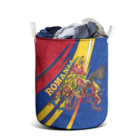 Romania Flag Day Laundry Basket Libertate Ziua Drapelului - Eagle Patriotic Tricolor Floral