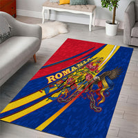Romania Flag Day Area Rug Libertate Ziua Drapelului - Eagle Patriotic Tricolor Floral