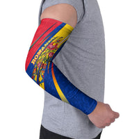 Romania Flag Day Arm Sleeves Libertate Ziua Drapelului - Eagle Patriotic Tricolor Floral