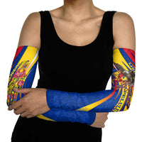 Romania Flag Day Arm Sleeves Libertate Ziua Drapelului - Eagle Patriotic Tricolor Floral