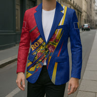 Romania Flag Day Blazer Libertate Ziua Drapelului - Eagle Patriotic Tricolor Floral