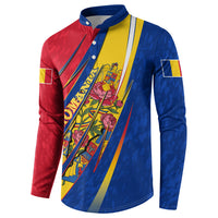 Romania Flag Day Button Sweatshirt Libertate Ziua Drapelului - Eagle Patriotic Tricolor Floral