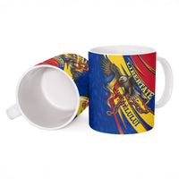 Romania Flag Day Ceramic Mug Libertate Ziua Drapelului - Eagle Patriotic Tricolor Floral