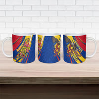 Romania Flag Day Ceramic Mug Libertate Ziua Drapelului - Eagle Patriotic Tricolor Floral