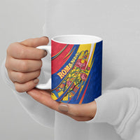 Romania Flag Day Ceramic Mug Libertate Ziua Drapelului - Eagle Patriotic Tricolor Floral