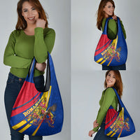 Romania Flag Day Grocery Bag Libertate Ziua Drapelului - Eagle Patriotic Tricolor Floral