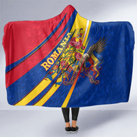 Romania Flag Day Hooded Blanket Libertate Ziua Drapelului - Eagle Patriotic Tricolor Floral