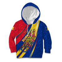 Romania Flag Day Kid Hoodie Libertate Ziua Drapelului - Eagle Patriotic Tricolor Floral