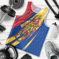Romania Flag Day Men Tank Top Libertate Ziua Drapelului - Eagle Patriotic Tricolor Floral