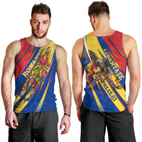 Romania Flag Day Men Tank Top Libertate Ziua Drapelului - Eagle Patriotic Tricolor Floral