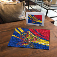 Romania Flag Day Puzzle Libertate Ziua Drapelului - Eagle Patriotic Tricolor Floral