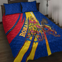 Romania Flag Day Quilt Bed Set Libertate Ziua Drapelului - Eagle Patriotic Tricolor Floral