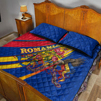 Romania Flag Day Quilt Bed Set Libertate Ziua Drapelului - Eagle Patriotic Tricolor Floral