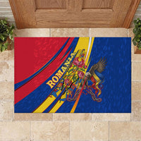 Romania Flag Day Rubber Doormat Libertate Ziua Drapelului - Eagle Patriotic Tricolor Floral