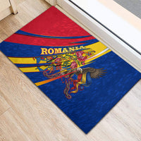 Romania Flag Day Rubber Doormat Libertate Ziua Drapelului - Eagle Patriotic Tricolor Floral