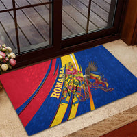 Romania Flag Day Rubber Doormat Libertate Ziua Drapelului - Eagle Patriotic Tricolor Floral