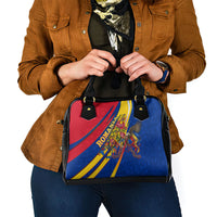 Romania Flag Day Shoulder Handbag Libertate Ziua Drapelului - Eagle Patriotic Tricolor Floral
