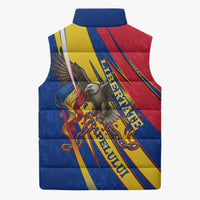 Romania Flag Day Sleeveless Puffer Jacket Libertate Ziua Drapelului - Eagle Patriotic Tricolor Floral