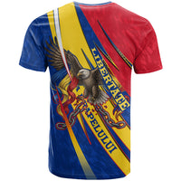 Romania Flag Day T Shirt Libertate Ziua Drapelului - Eagle Patriotic Tricolor Floral