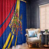 Romania Flag Day Window Curtain Libertate Ziua Drapelului - Eagle Patriotic Tricolor Floral