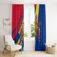 Romania Flag Day Window Curtain Libertate Ziua Drapelului - Eagle Patriotic Tricolor Floral