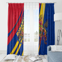 Romania Flag Day Window Curtain Libertate Ziua Drapelului - Eagle Patriotic Tricolor Floral