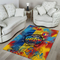 Romania Freedom Area Rug Flag Day June 26 - Raised Fist - Graffiti Style