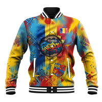 Romania Freedom Baseball Jacket Flag Day June 26 - Raised Fist - Graffiti Style