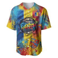 Romania Freedom Baseball Jersey Flag Day June 26 - Raised Fist - Graffiti Style