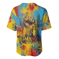 Romania Freedom Baseball Jersey Flag Day June 26 - Raised Fist - Graffiti Style