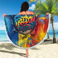 Romania Freedom Beach Blanket Flag Day June 26 - Raised Fist - Graffiti Style