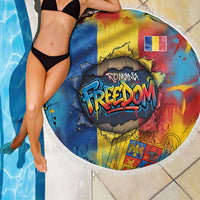 Romania Freedom Beach Blanket Flag Day June 26 - Raised Fist - Graffiti Style