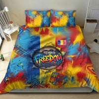 Romania Freedom Bedding Set Flag Day June 26 - Raised Fist - Graffiti Style