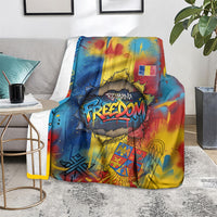 Romania Freedom Blanket Flag Day June 26 - Raised Fist - Graffiti Style