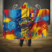 Romania Freedom Hooded Blanket Flag Day June 26 - Raised Fist - Graffiti Style