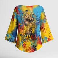 Romania Freedom Kimono Sleeve Blouse Flag Day June 26 - Raised Fist - Graffiti Style