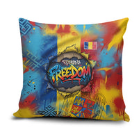 Romania Freedom Pillow Cover Flag Day June 26 - Raised Fist - Graffiti Style