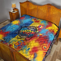 Romania Freedom Quilt Flag Day June 26 - Raised Fist - Graffiti Style