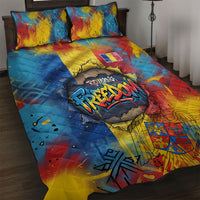 Romania Freedom Quilt Bed Set Flag Day June 26 - Raised Fist - Graffiti Style