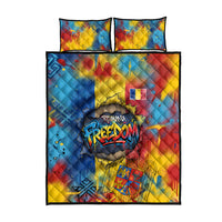 Romania Freedom Quilt Bed Set Flag Day June 26 - Raised Fist - Graffiti Style