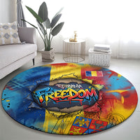 Romania Freedom Round Carpet Flag Day June 26 - Raised Fist - Graffiti Style