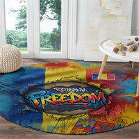 Romania Freedom Round Carpet Flag Day June 26 - Raised Fist - Graffiti Style